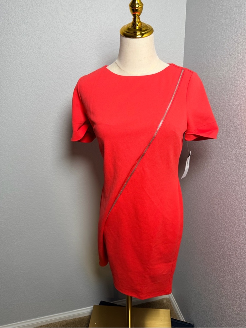 NWT-Donna Morgan Women's Short Sleeve Scuba Crepe Dress with Zipper Detail - Picture 7 of 9
